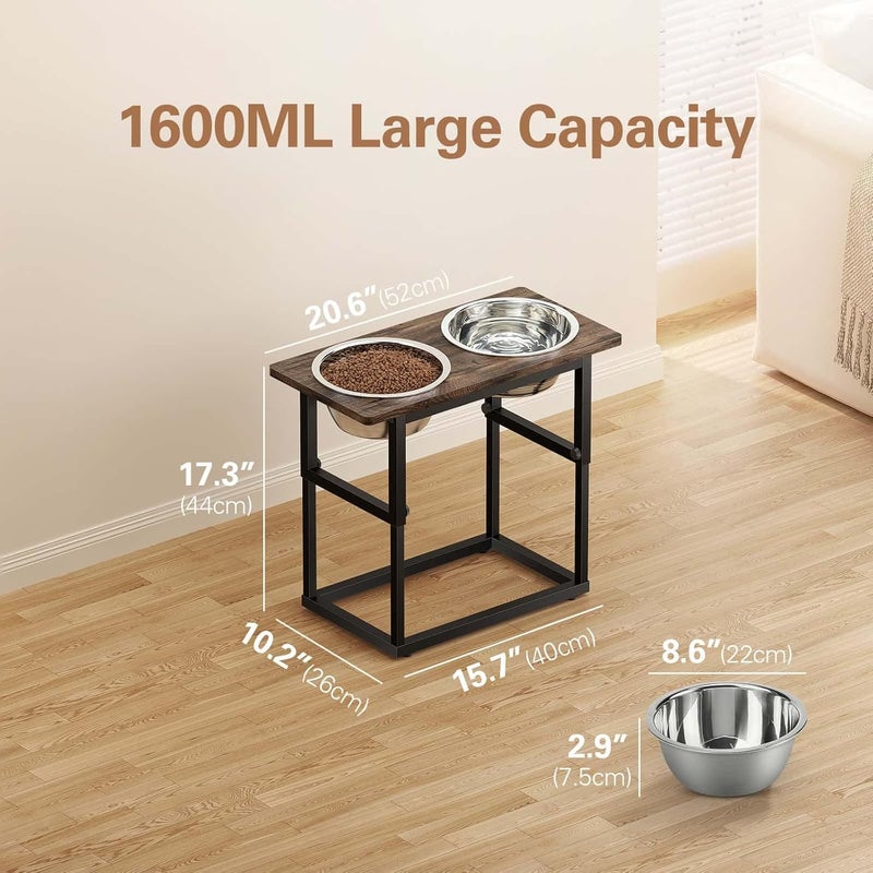 Zarler Elevated Dog Bowls for X-Large and Large Breed, 5 Adjustable Heights from 8.2'' - 17.3'', 2 Stainless Steel Bowls, 8.2'',11.8'',13.7'',15.7'',17.3'' Raised Dogs Bowls Stand - Image 4